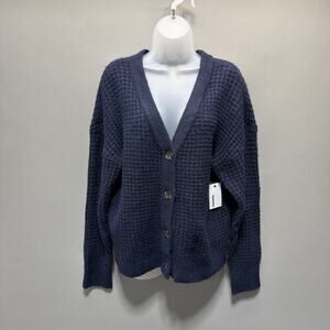 SONOMA GOODS FOR LIFE SUPER SOFT BUTTON FRONT CARDIGAN SIZE M NAVY BLUE NWT